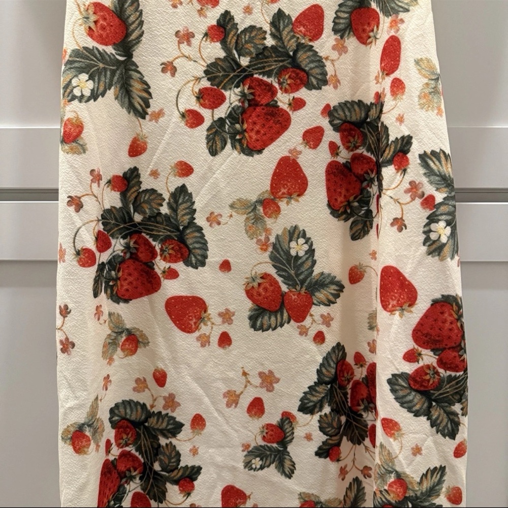 Cider Strawberry Floral Lace Trim Bow Midi Dress Fairy Cottagecore Coquette NEW! - Picture 11 of 16